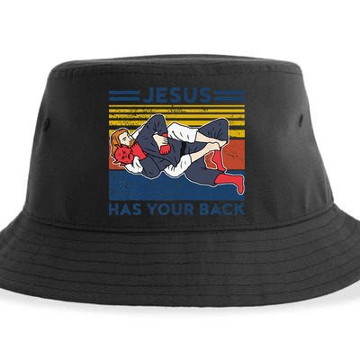 Jiu Jitsu Jesus Has Your Back BJJ MMA Jujitsu Sustainable Bucket Hat