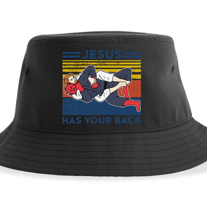 Jiu Jitsu Jesus Has Your Back BJJ MMA Jujitsu Sustainable Bucket Hat