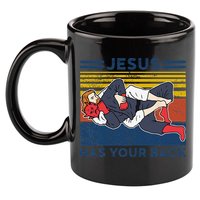 Jiu Jitsu Jesus Has Your Back BJJ MMA Jujitsu 11oz C Handle Ceramic Mug