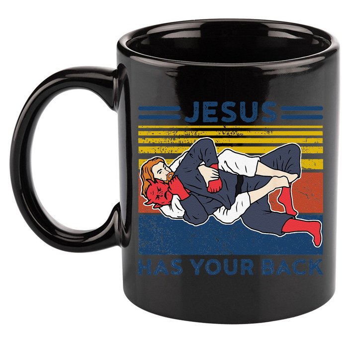 Jiu Jitsu Jesus Has Your Back BJJ MMA Jujitsu 11oz C Handle Ceramic Mug