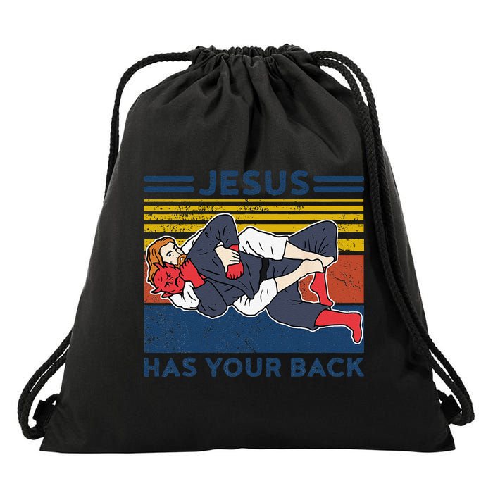 Jiu Jitsu Jesus Has Your Back BJJ MMA Jujitsu Drawstring Bag