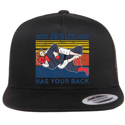 Jiu Jitsu Jesus Has Your Back BJJ MMA Jujitsu Flatbill Hat