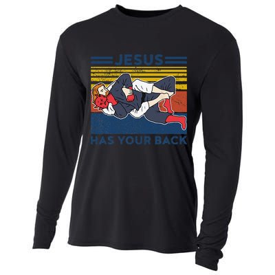 Jiu Jitsu Jesus Has Your Back BJJ MMA Jujitsu Cooling Performance Long Sleeve Crew