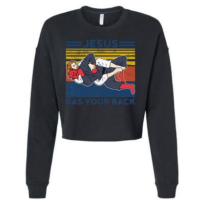 Jiu Jitsu Jesus Has Your Back BJJ MMA Jujitsu Cropped Pullover Crew