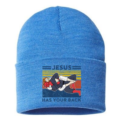 Jiu Jitsu Jesus Has Your Back BJJ MMA Jujitsu Sustainable Knit Beanie