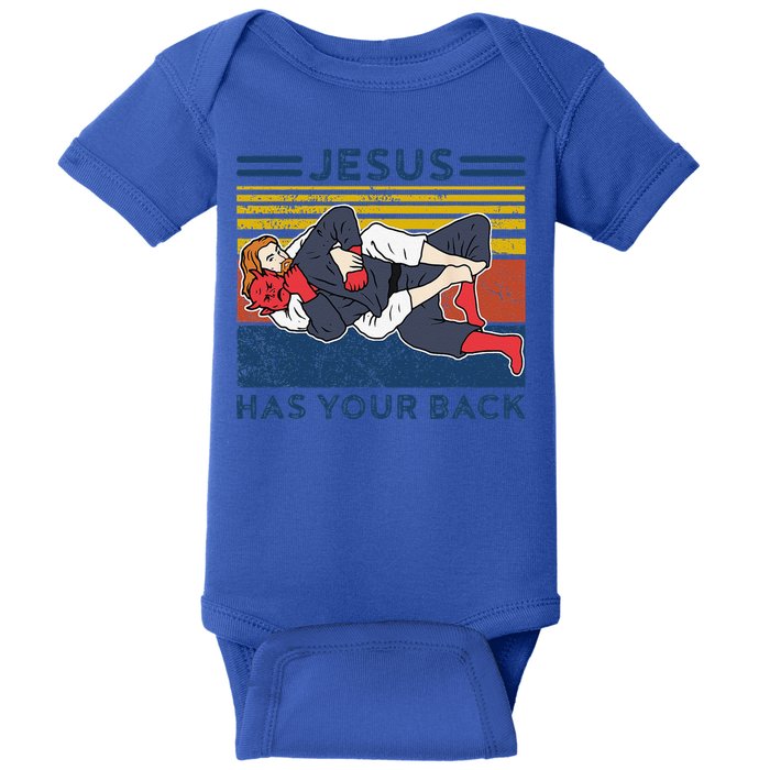 Jiu Jitsu Jesus Has Your Back BJJ MMA Jujitsu Baby Bodysuit