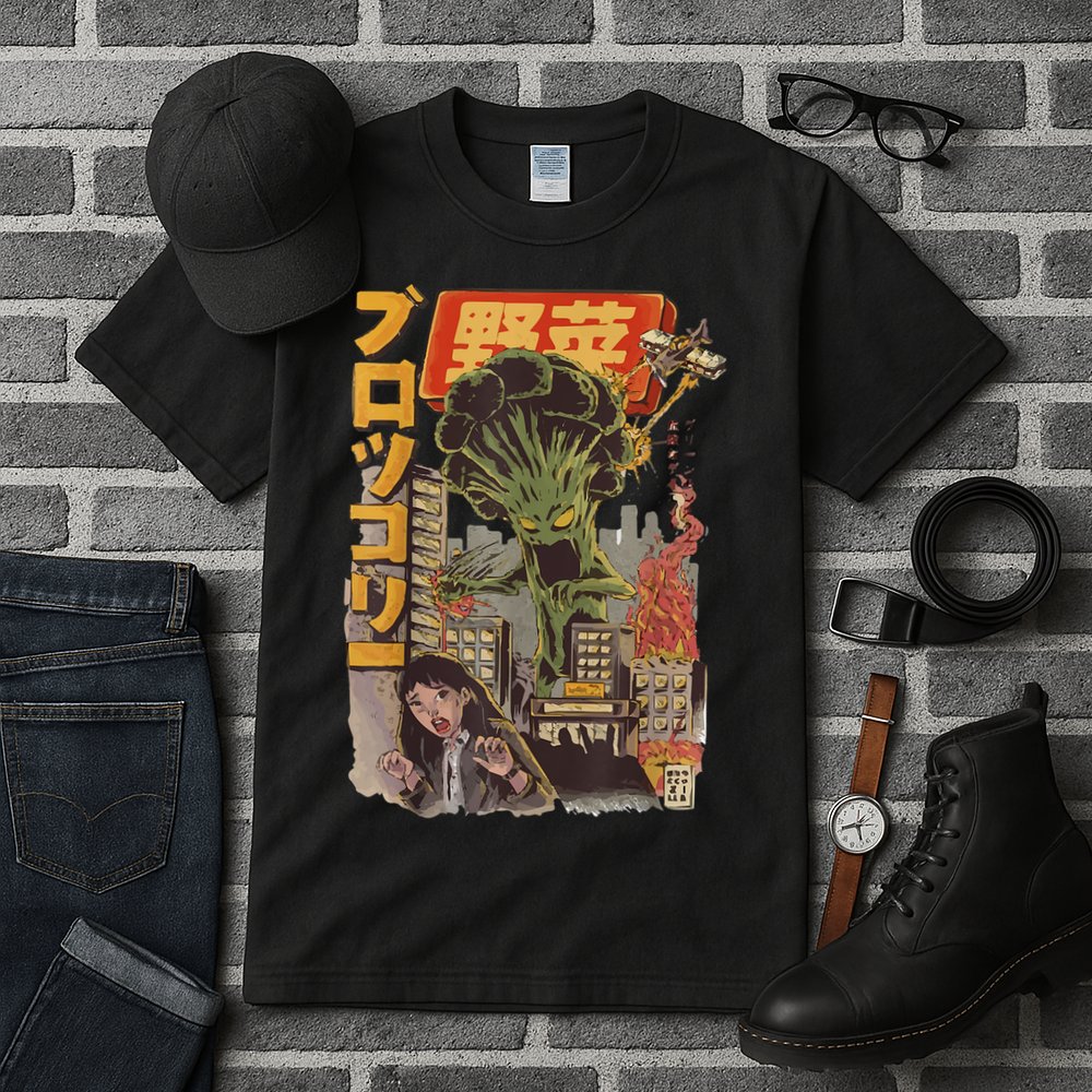 Japanese Japan Kaiju Vegetable Broccoli Anime Tall T-Shirt