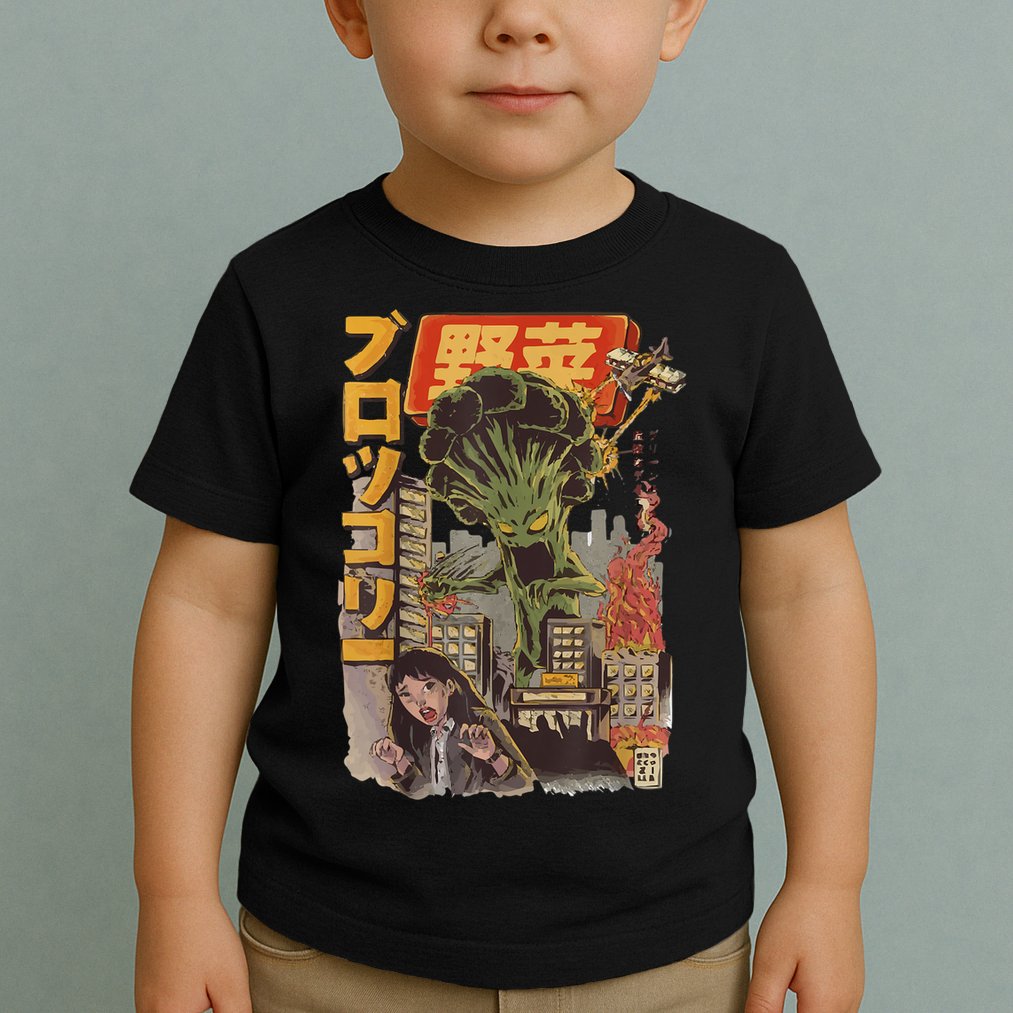 Japanese Japan Kaiju Vegetable Broccoli Anime Toddler T-Shirt