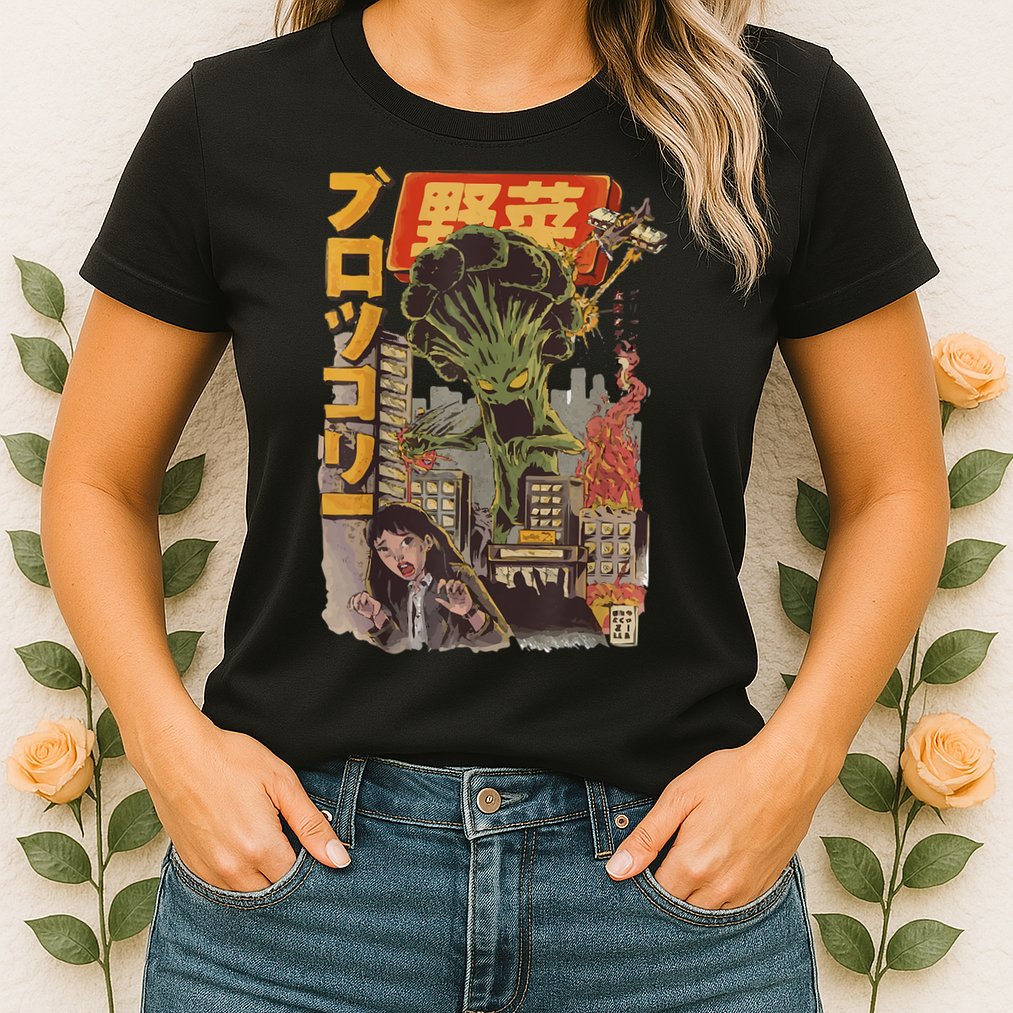 Japanese Japan Kaiju Vegetable Broccoli Anime Womens T-Shirt
