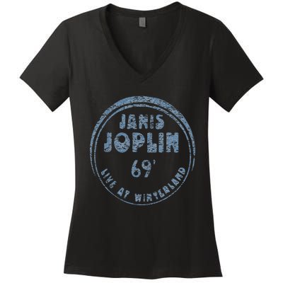 Janis Joplin Live At Winterland 1969 Women's V-Neck T-Shirt