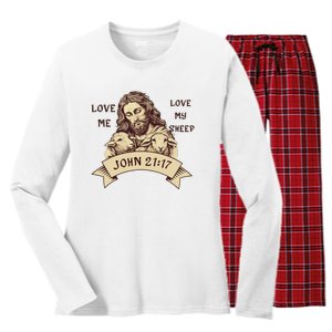 JOHN2117 Jesus Love Me Love My Christian Women's Long Sleeve Flannel Pajama Set 