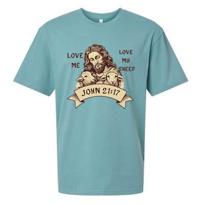 JOHN2117 Jesus Love Me Love My Sheep Christian Sueded Cloud Jersey T-Shirt