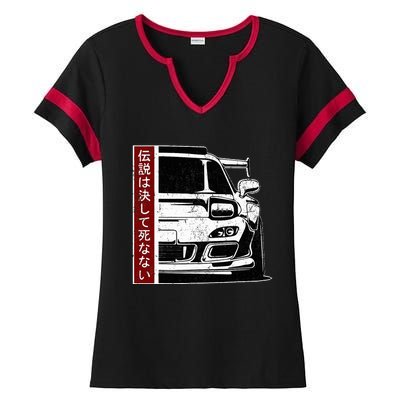 Jdm Japan Motorsport Tuning Car Legend 90s Ladies Halftime Notch Neck Tee