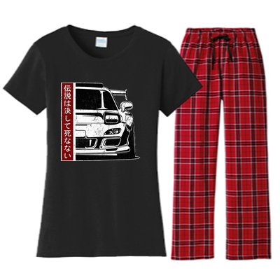 Jdm Japan Motorsport Tuning Car Legend 90s Women's Flannel Pajama Set