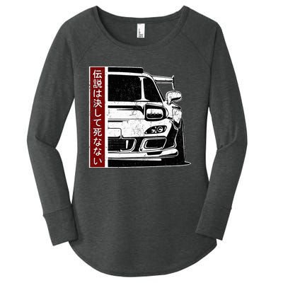 Jdm Japan Motorsport Tuning Car Legend 90s Women's Perfect Tri Tunic Long Sleeve Shirt