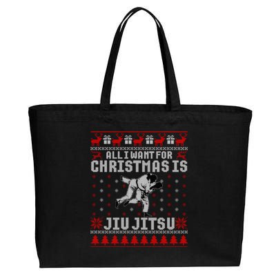 Jiu Jitsu Mma Bjj Funny Christmas Ugly Xmas Sweater Gift Cotton Canvas Jumbo Tote