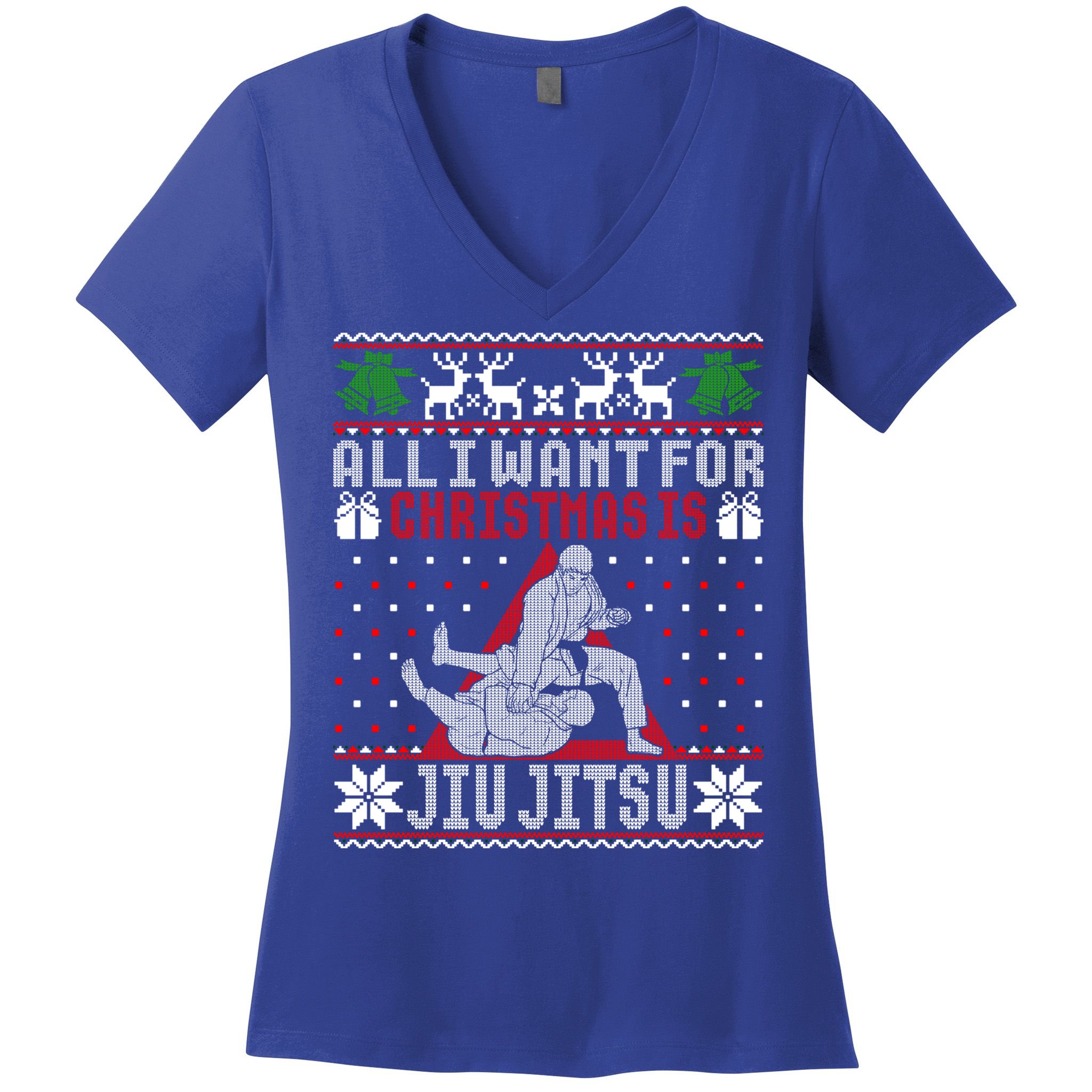 Jiu Jitsu Mma Bjj Ugly Christmas Xmas Gift Sweater Gift Women's V-Neck T-Shirt