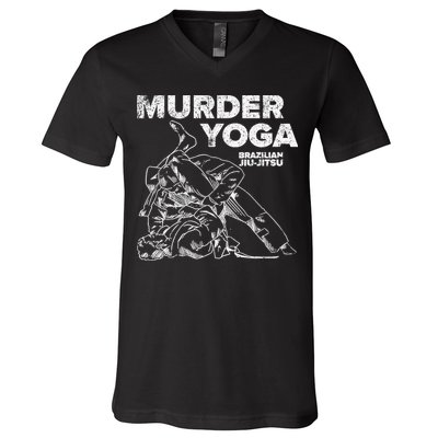 Jiu Jitsu Murder Yoga Vintage Sunset Funny Brazilian V-Neck T-Shirt