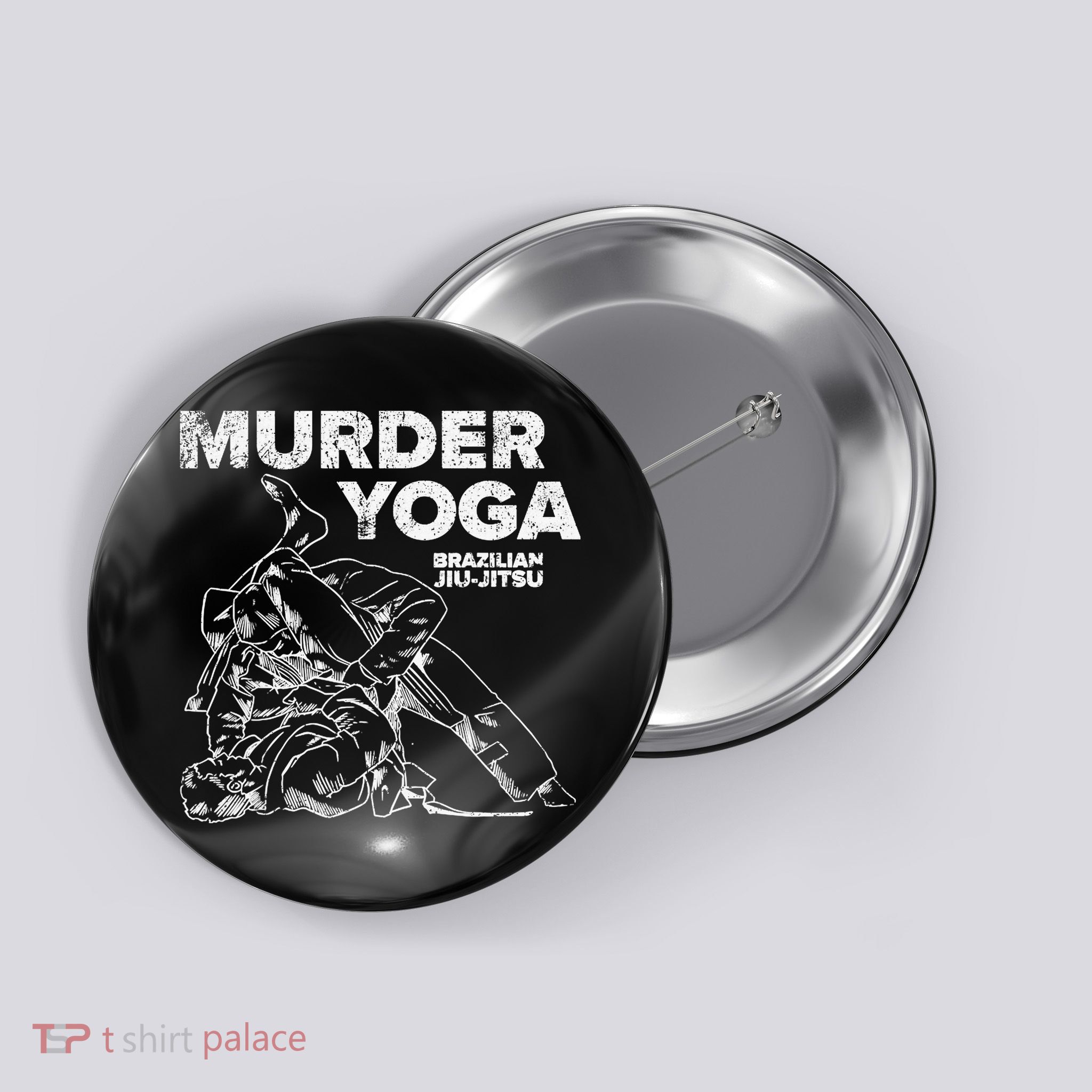 Jiu Jitsu Murder Yoga Vintage Sunset Funny Brazilian Button