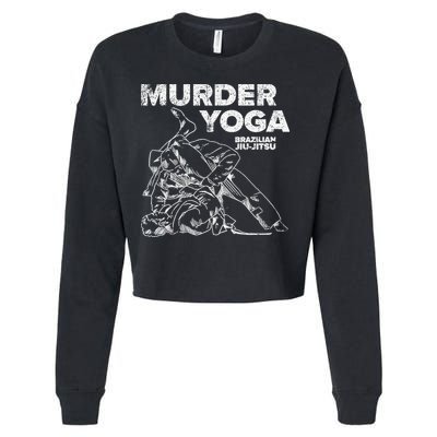 Jiu Jitsu Murder Yoga Vintage Sunset Funny Brazilian Cropped Pullover Crew