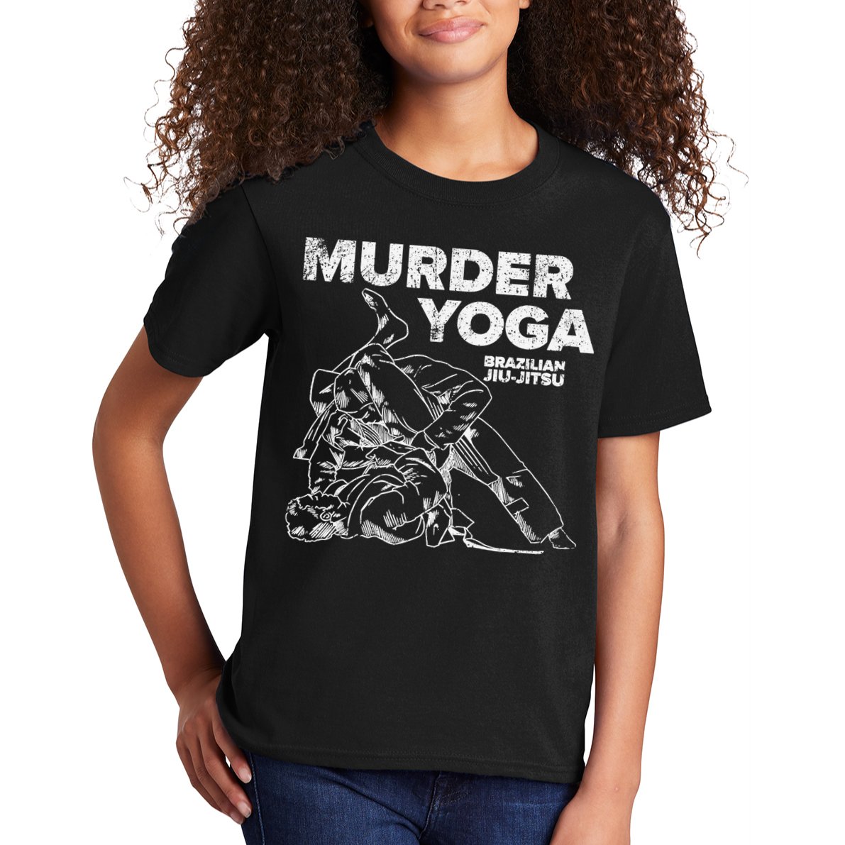 Jiu Jitsu Murder Yoga Vintage Sunset Funny Brazilian Kids T-Shirt