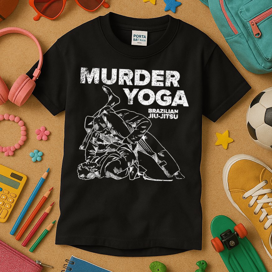 Jiu Jitsu Murder Yoga Vintage Sunset Funny Brazilian Kids T-Shirt