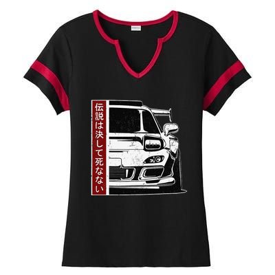 JDM Japan Motorsport tuning car 90s Ladies Halftime Notch Neck Tee