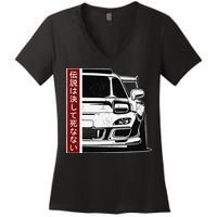 JDM Japan Motorsport tuning car 90s Women's V-Neck T-Shirt