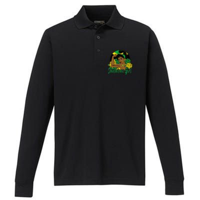 Jamaica Jamaican Mujer Jamaican Flag Performance Long Sleeve Polo