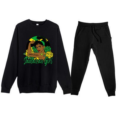 Jamaica Jamaican Mujer Jamaican Flag Premium Crewneck Sweatsuit Set