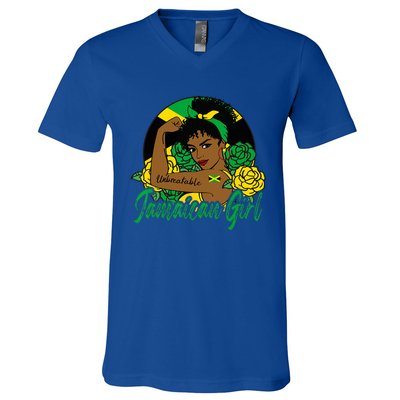 Jamaica Jamaican Mujer Jamaican Flag V-Neck T-Shirt