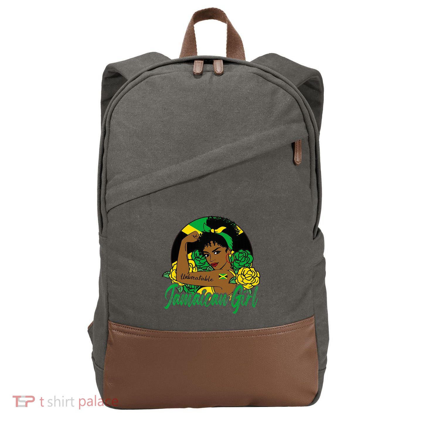 Jamaica Jamaican Mujer Jamaican Flag Cotton Canvas Backpack