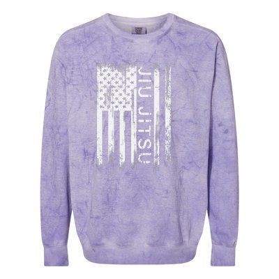 Jiu Jitsu Martial Arts American Flag Colorblast Crewneck Sweatshirt