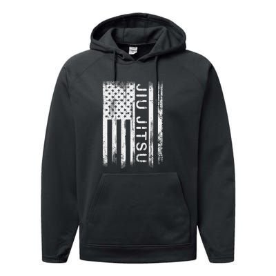 Jiu Jitsu Martial Arts American Flag Performance Fleece Hoodie