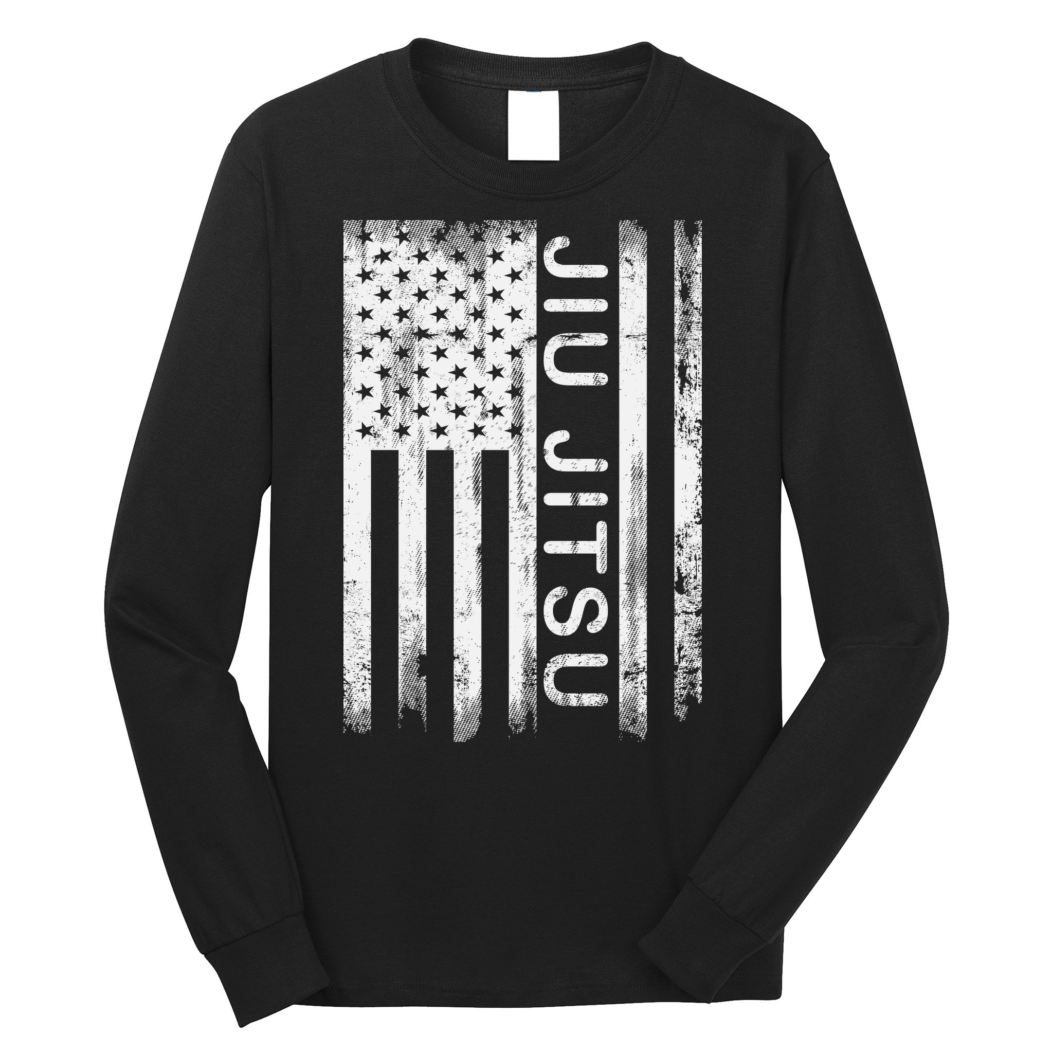 Jiu Jitsu Martial Arts American Flag Long Sleeve Shirt