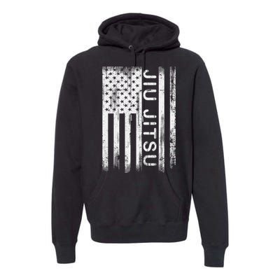 Jiu Jitsu Martial Arts American Flag Premium Hoodie