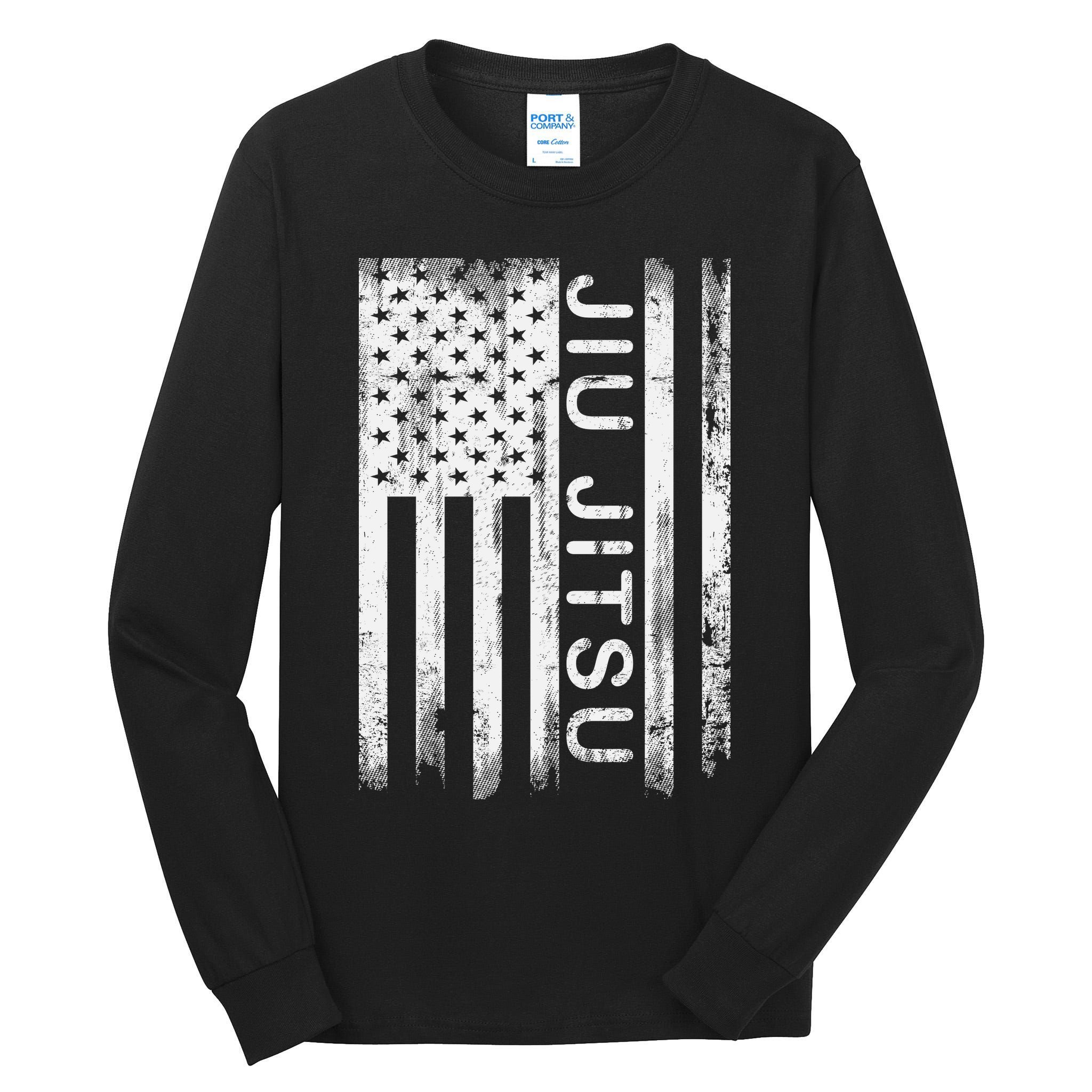 Jiu Jitsu Martial Arts American Flag Tall Long Sleeve T-Shirt