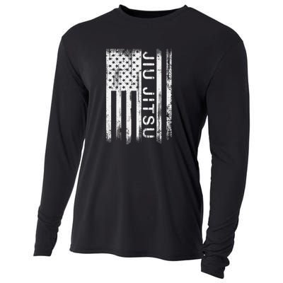 Jiu Jitsu Martial Arts American Flag Cooling Performance Long Sleeve Crew