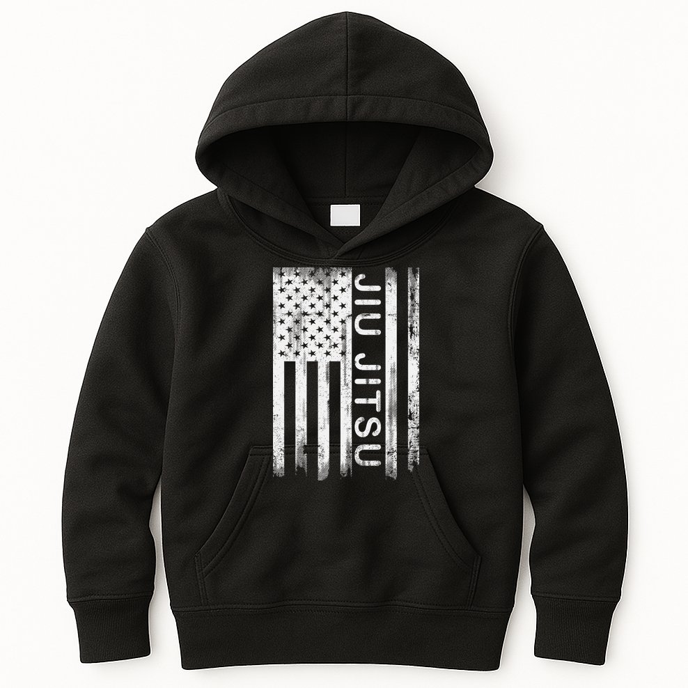 Jiu Jitsu Martial Arts American Flag Kids Hoodie