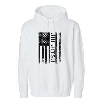 Jiu Jitsu Martial Arts American Flag Garment-Dyed Fleece Hoodie