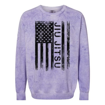 Jiu Jitsu Martial Arts American Flag Colorblast Crewneck Sweatshirt