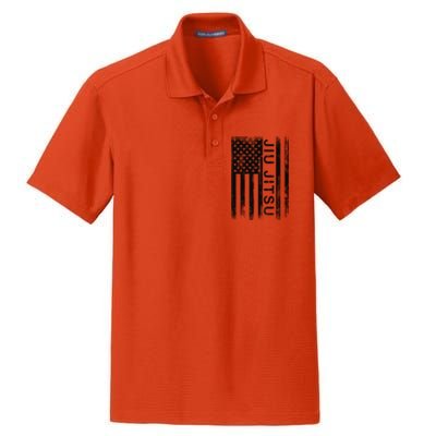 Jiu Jitsu Martial Arts American Flag Dry Zone Grid Polo