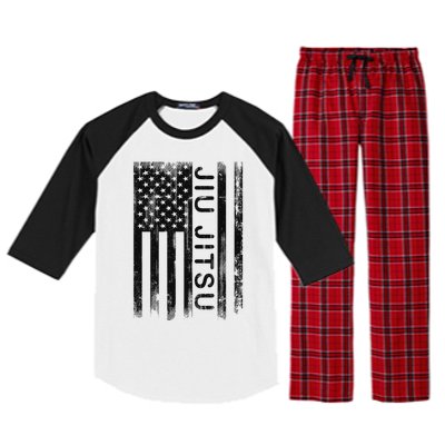 Jiu Jitsu Martial Arts American Flag Raglan Sleeve Pajama Set