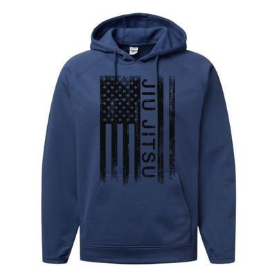 Jiu Jitsu Martial Arts American Flag Performance Fleece Hoodie