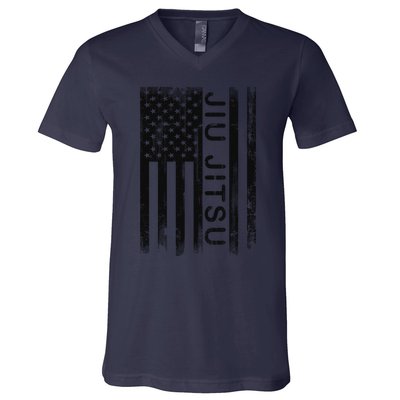 Jiu Jitsu Martial Arts American Flag V-Neck T-Shirt