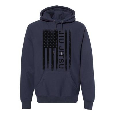 Jiu Jitsu Martial Arts American Flag Premium Hoodie