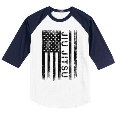 Jiu Jitsu Martial Arts American Flag Baseball Sleeve Shirt