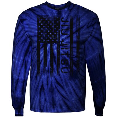 Jiu Jitsu Martial Arts American Flag Tie-Dye Long Sleeve Shirt