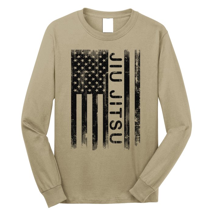 Jiu Jitsu Martial Arts American Flag Long Sleeve Shirt