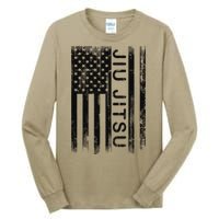 Jiu Jitsu Martial Arts American Flag Tall Long Sleeve T-Shirt